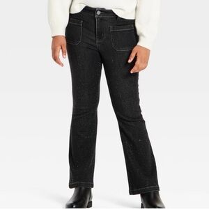 NWT Cat & Jack Girls Rhinestone Flare Jeans- Black Wash Size 14